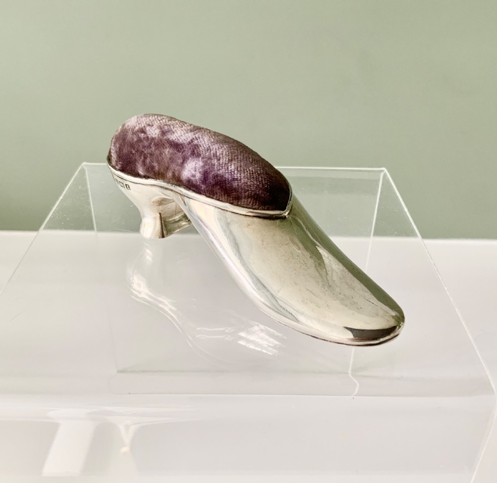 Silver pincushion in the form of a shoe View III