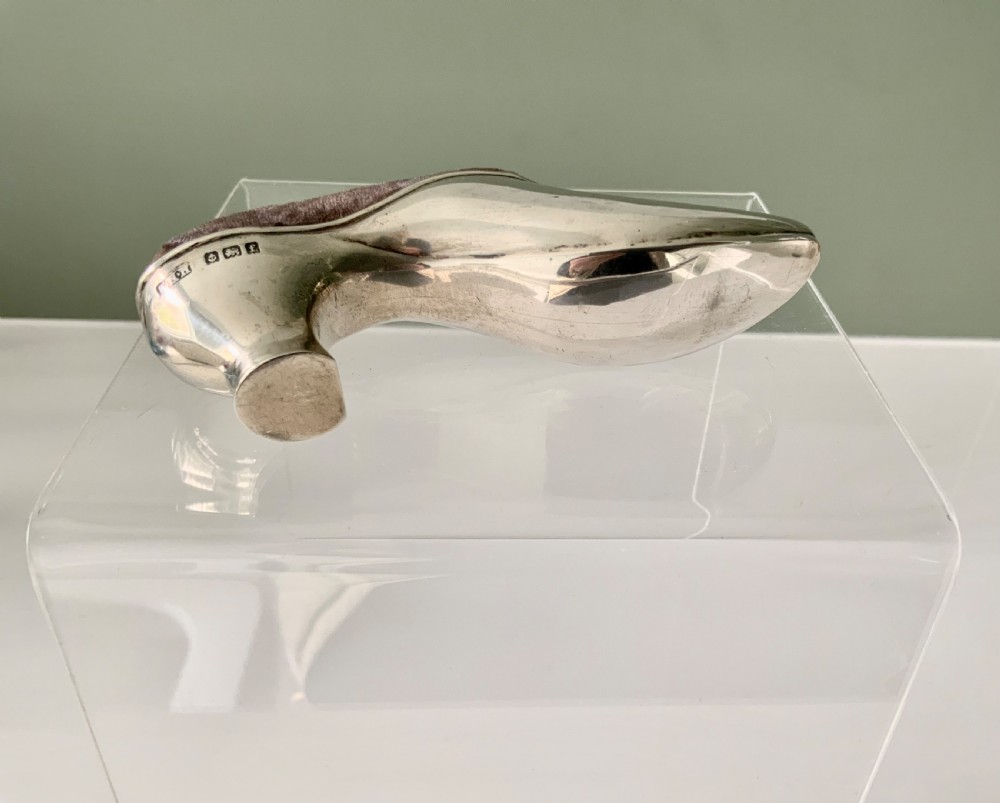 Silver pincushion in the form of a shoe View V