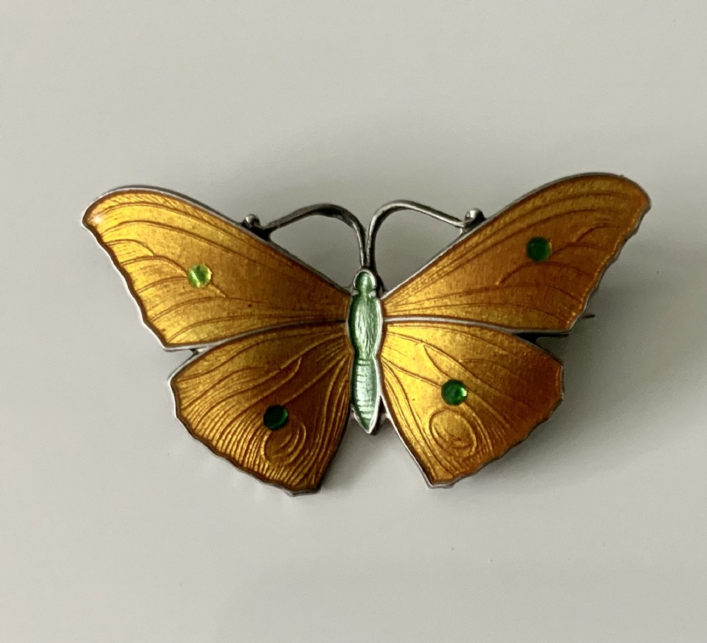Silver & enamel butterfly brooch