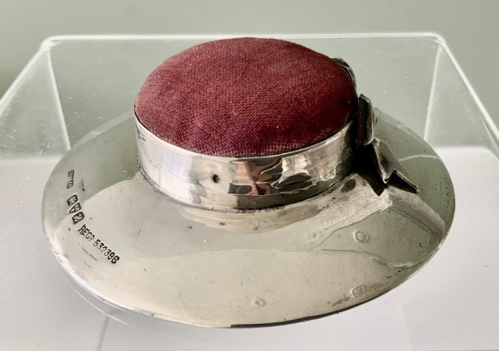 Large Silver hat pincushion View IV