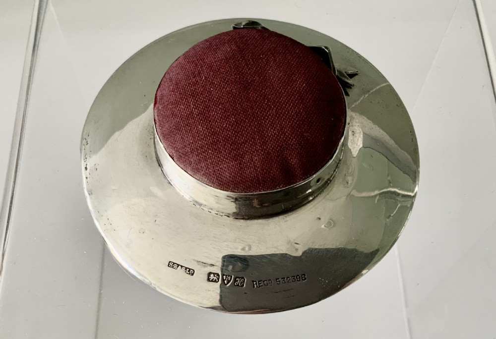 Large Silver hat pincushion View V