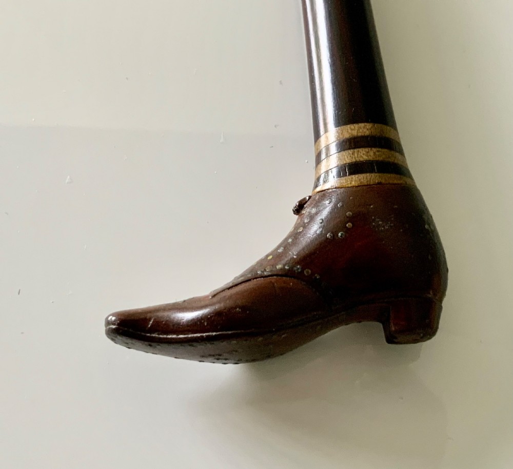 Rare 19th Century Ladies stick with shoe end View V