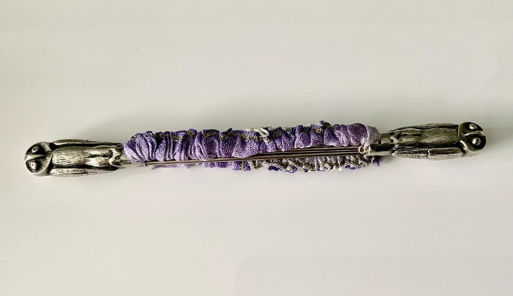 Rare silver knitting needle guards - owl ends