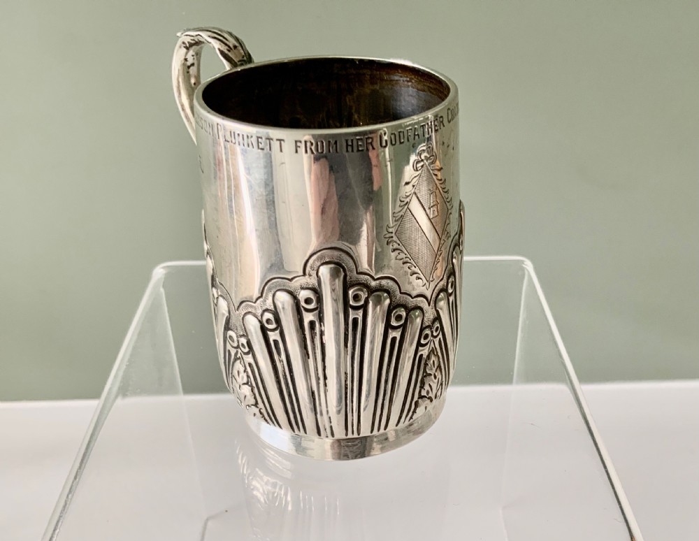 Victorian silver christening mug