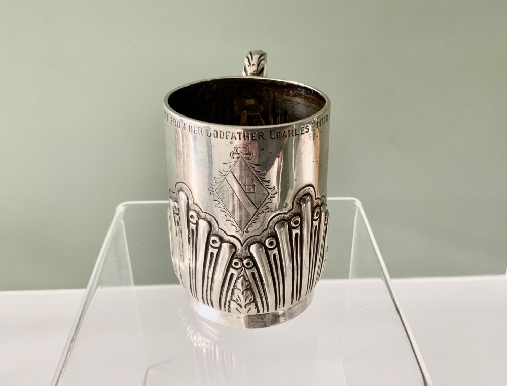 Victorian silver christening mug View II