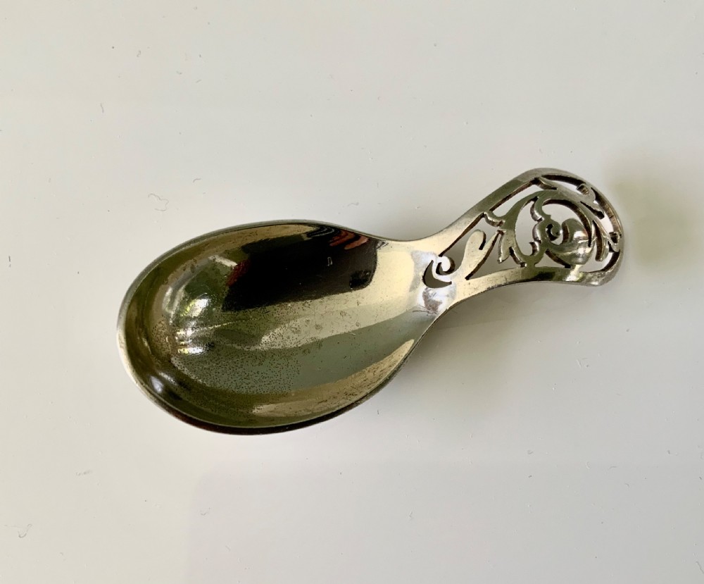 Silver caddy spoon View V