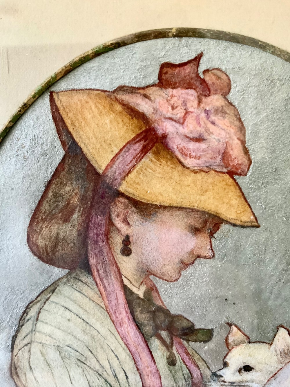 Victorian watercolour portrait of a young woman View V