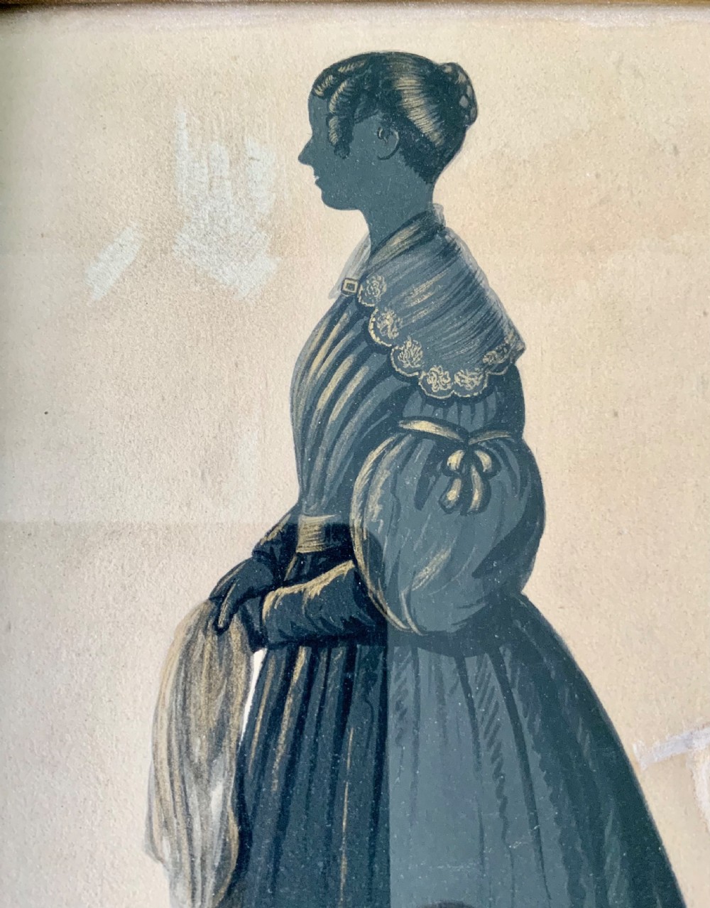 Victorian watercolour silhouette View V