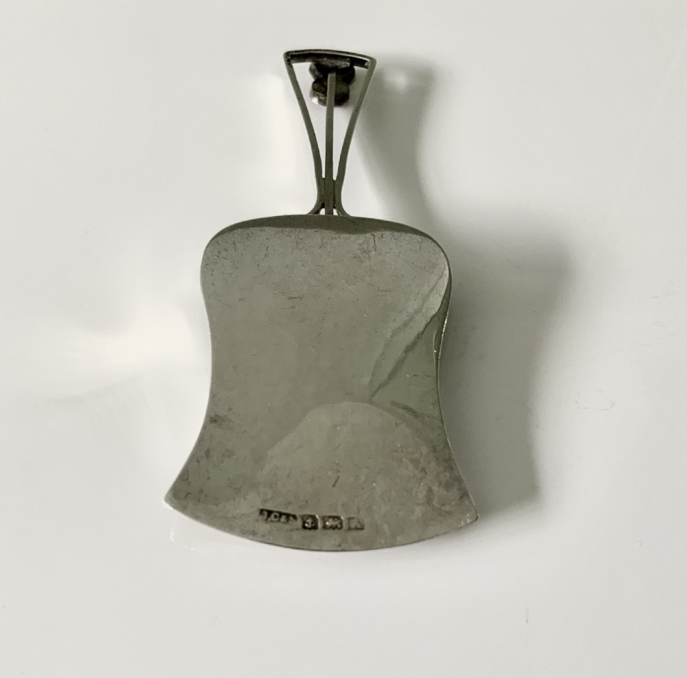 Silver caddy spoon, unusual shape, thistle decoration
 View II