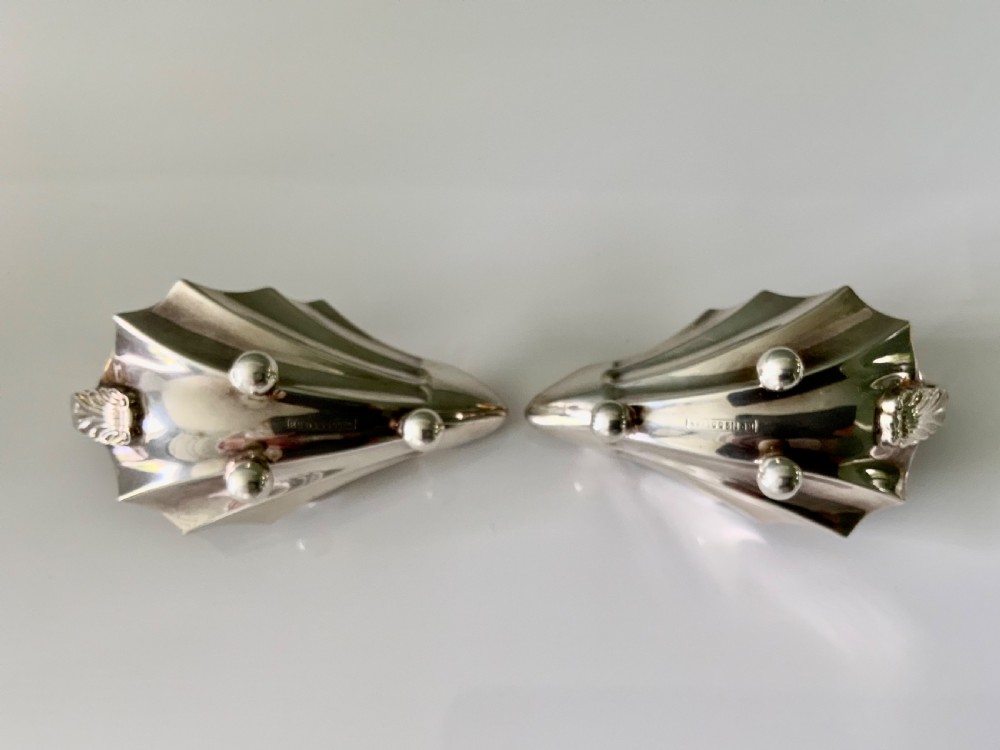 Rare pair of silver salt pourers View II