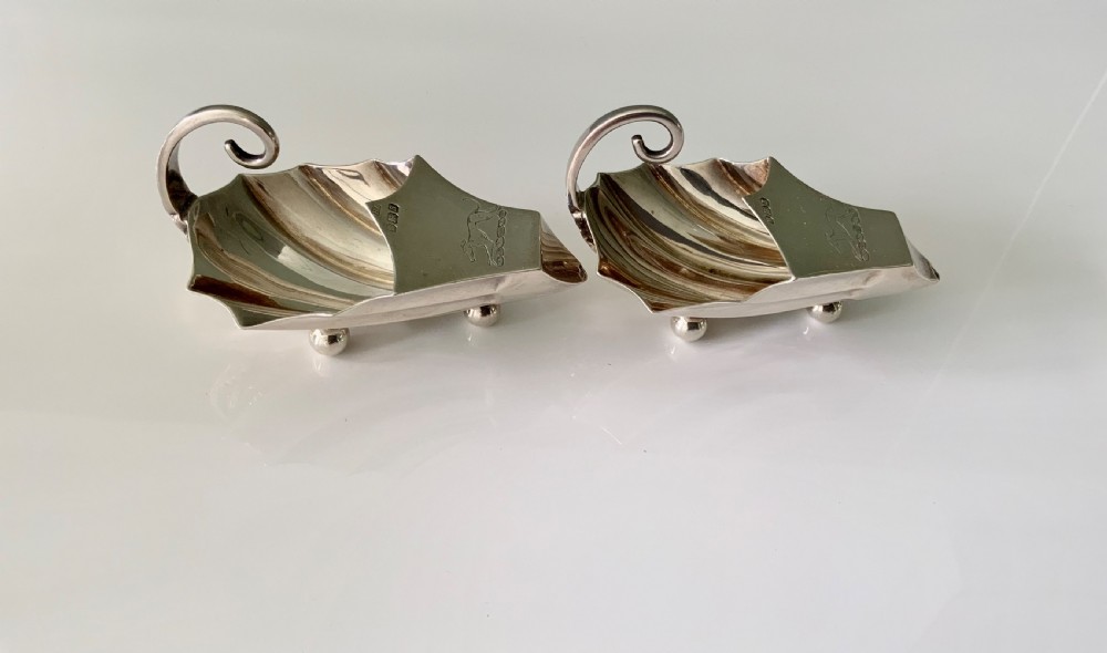 Rare pair of silver salt pourers View V