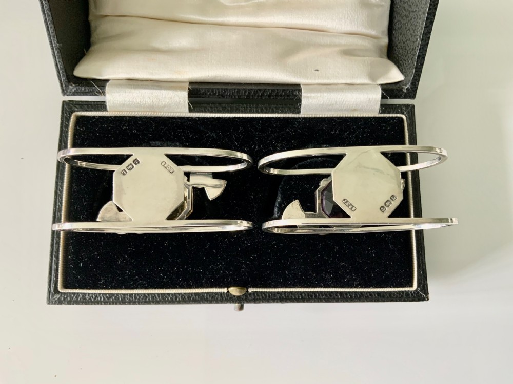 Stunning pair of silver napkin rings View II