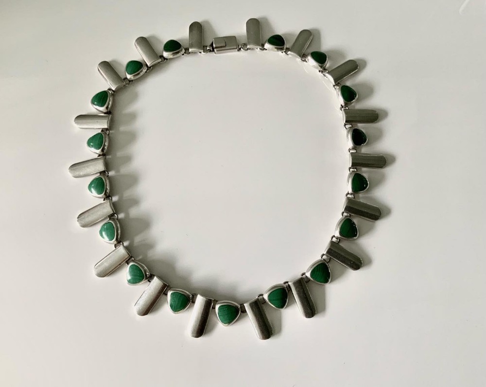 Mexican silver and Malachite necklace 