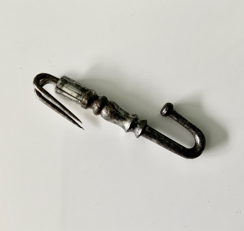 Rare 18th Century steel bed drape watch hook