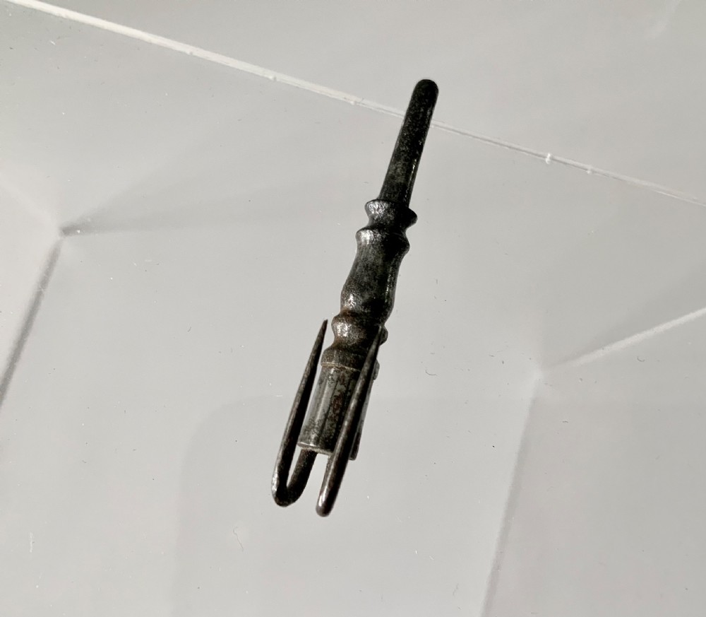 Rare 18th Century steel bed drape watch hook View II