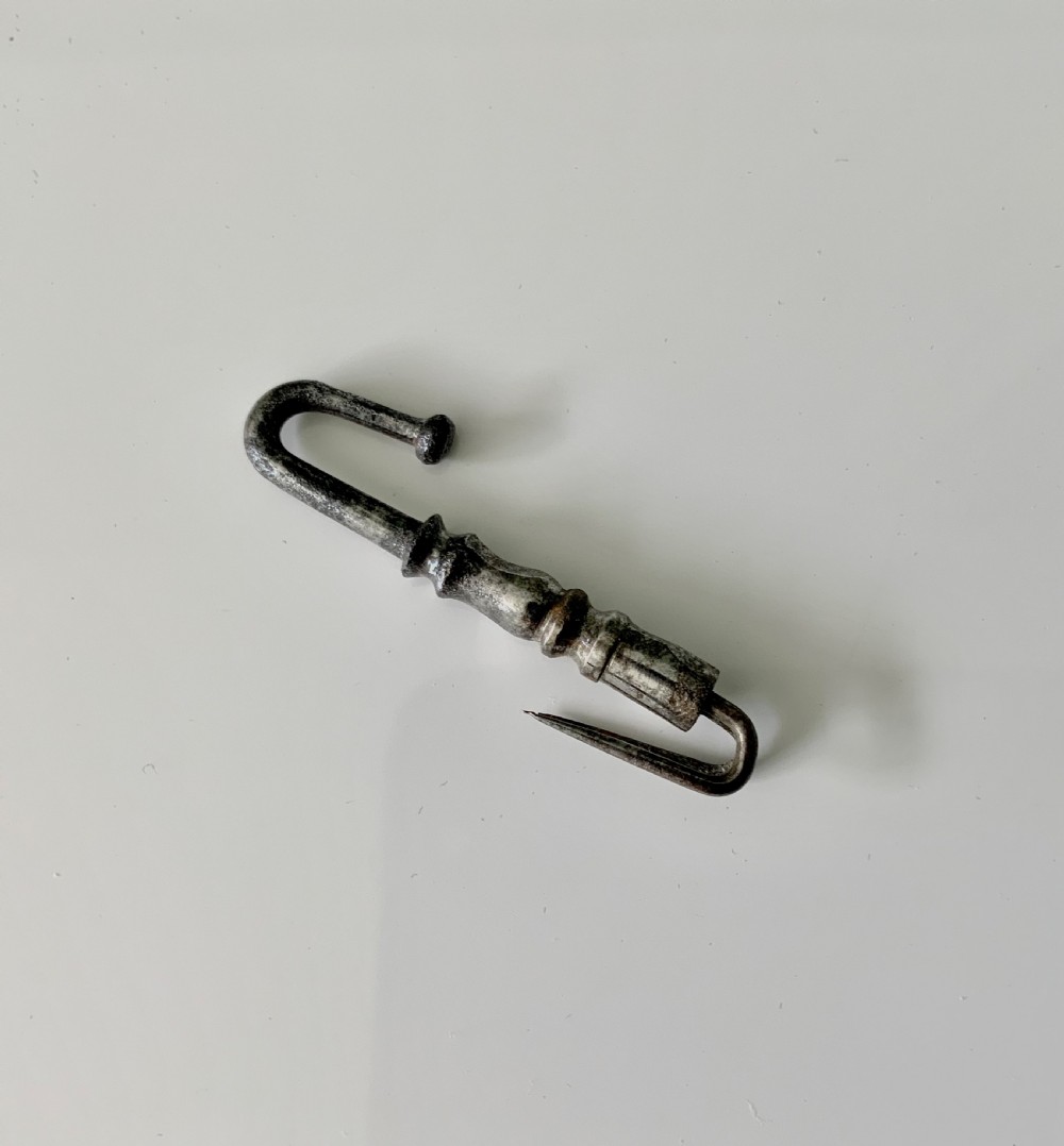 Rare 18th Century steel bed drape watch hook View IV
