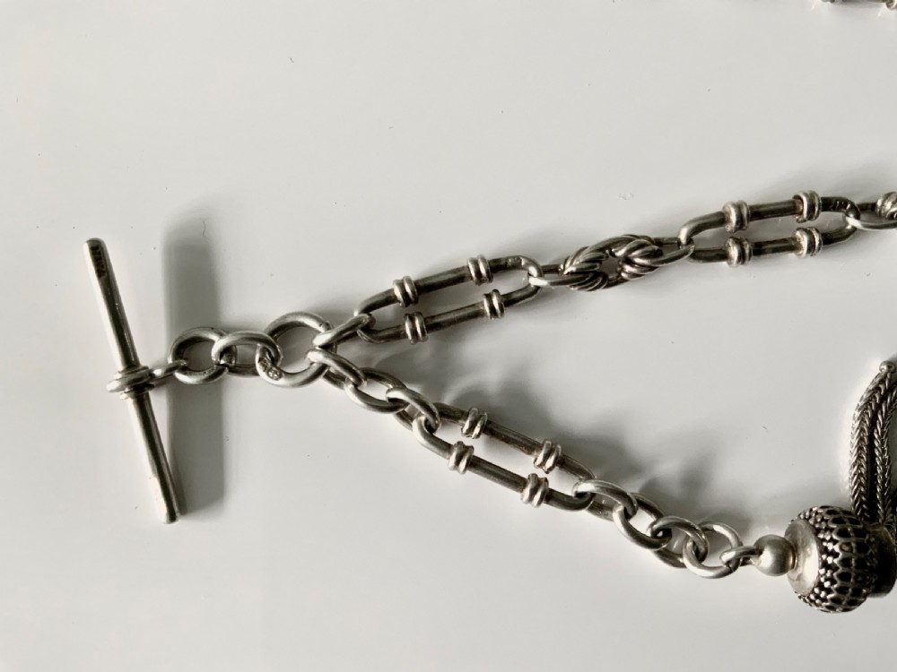 Victorian silver trombone link Albert watch chain View IV