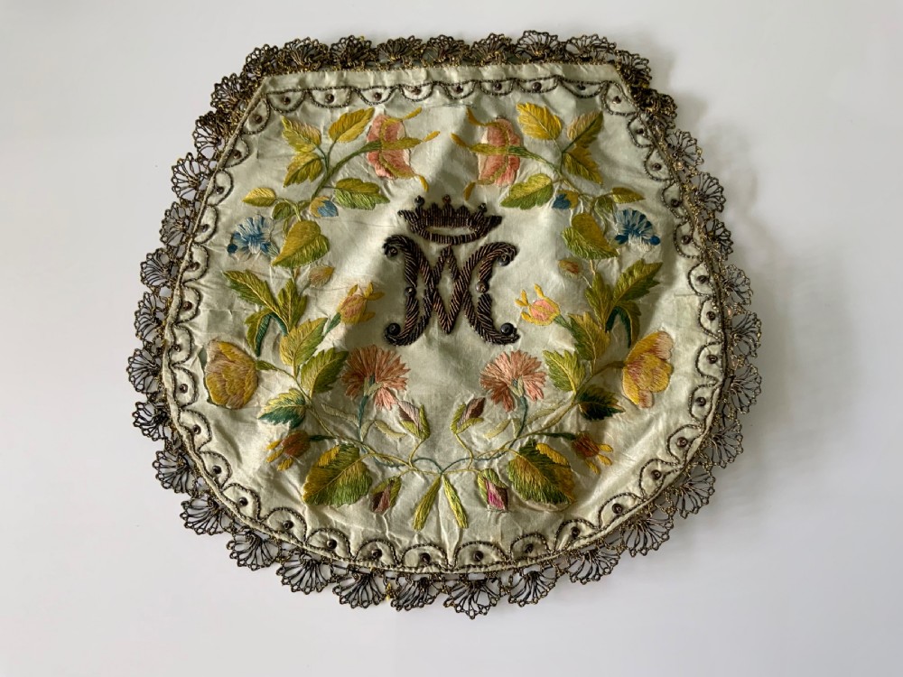 Georgian silk embroidery purse