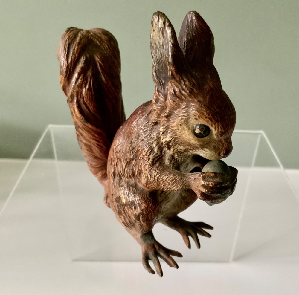Cold painted bronze squirrel