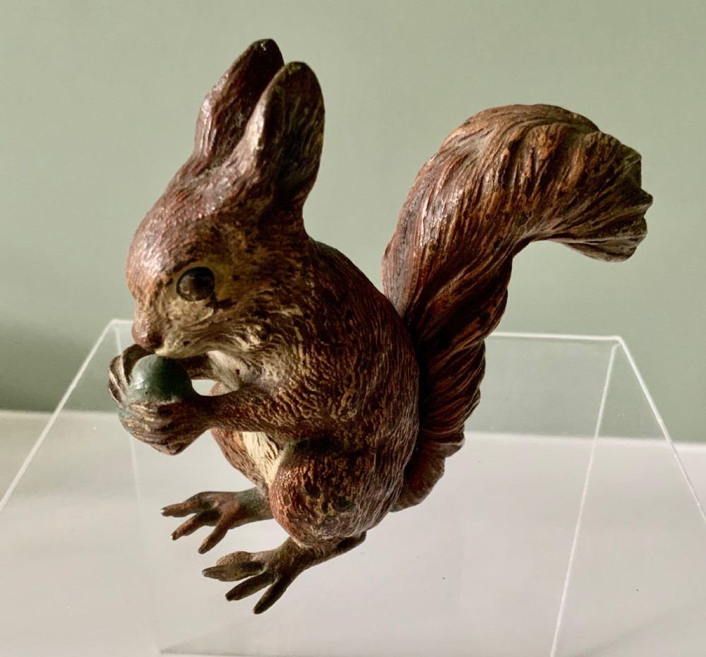 Cold painted bronze squirrel View III