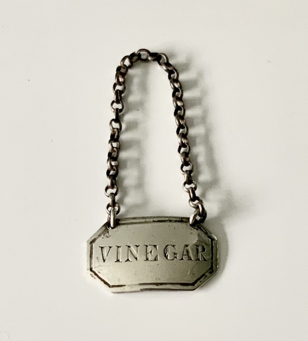 Rare Georgian silver sauce label - Vinegar
