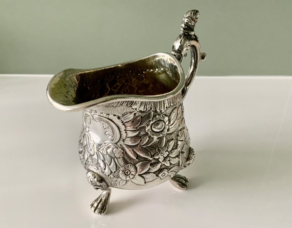 Georgian Huguenot style silver cream jug
