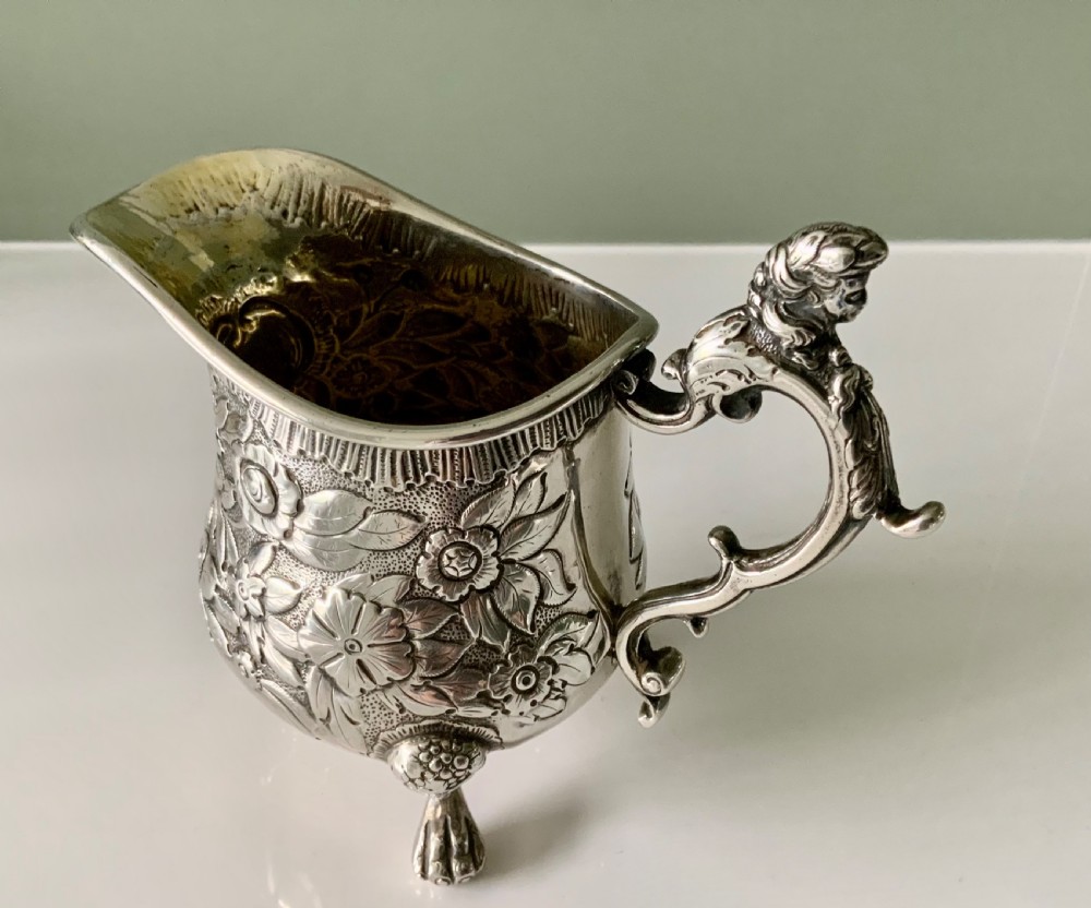 Georgian Huguenot style silver cream jug View II