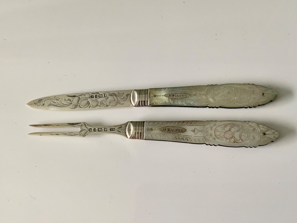 Silver Fruit Knife and Fork - Original box View III