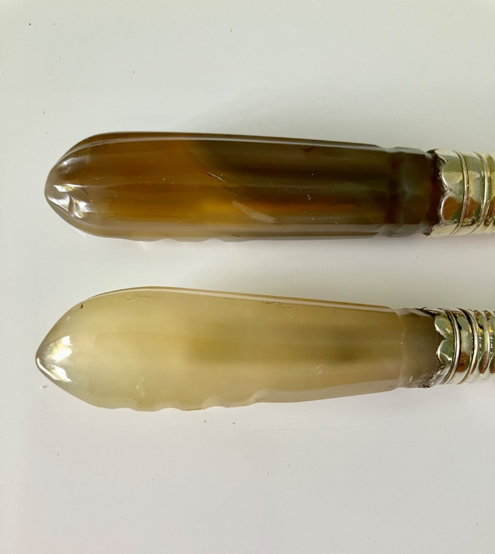 18th Century agate handled knife & fork View III
