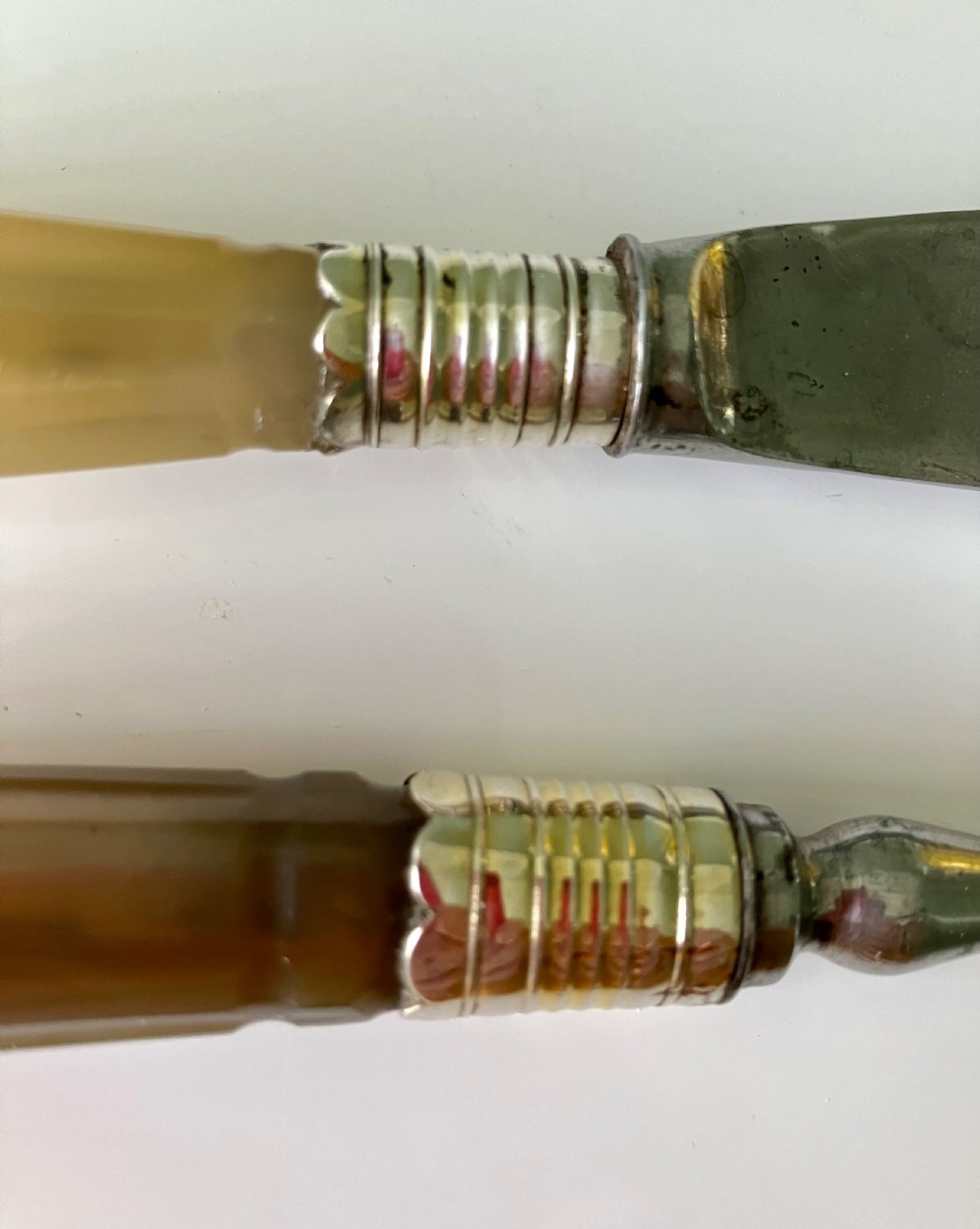18th Century agate handled knife & fork View V