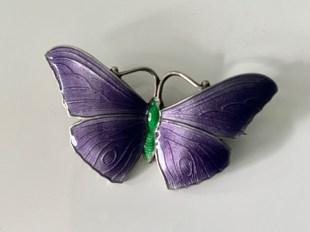 Silver & enamel butterfly brooch