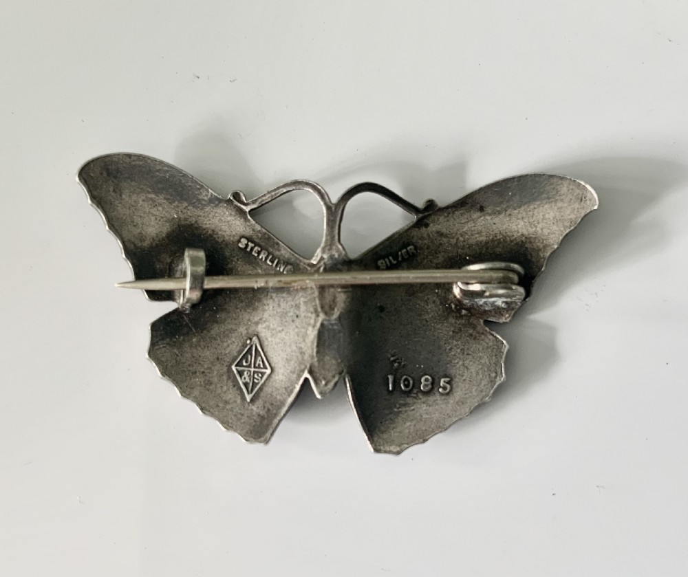 Silver & enamel butterfly brooch View II