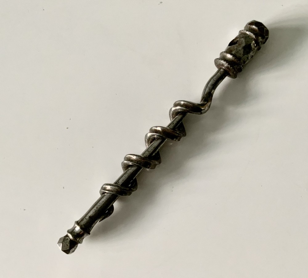 18th century steel worm and peg corkscrew