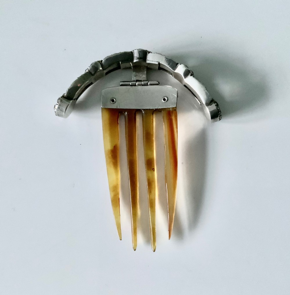 Georgian silver & paste hair comb View IV