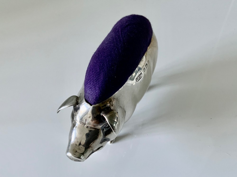 Silver Pig pin cushion  View II