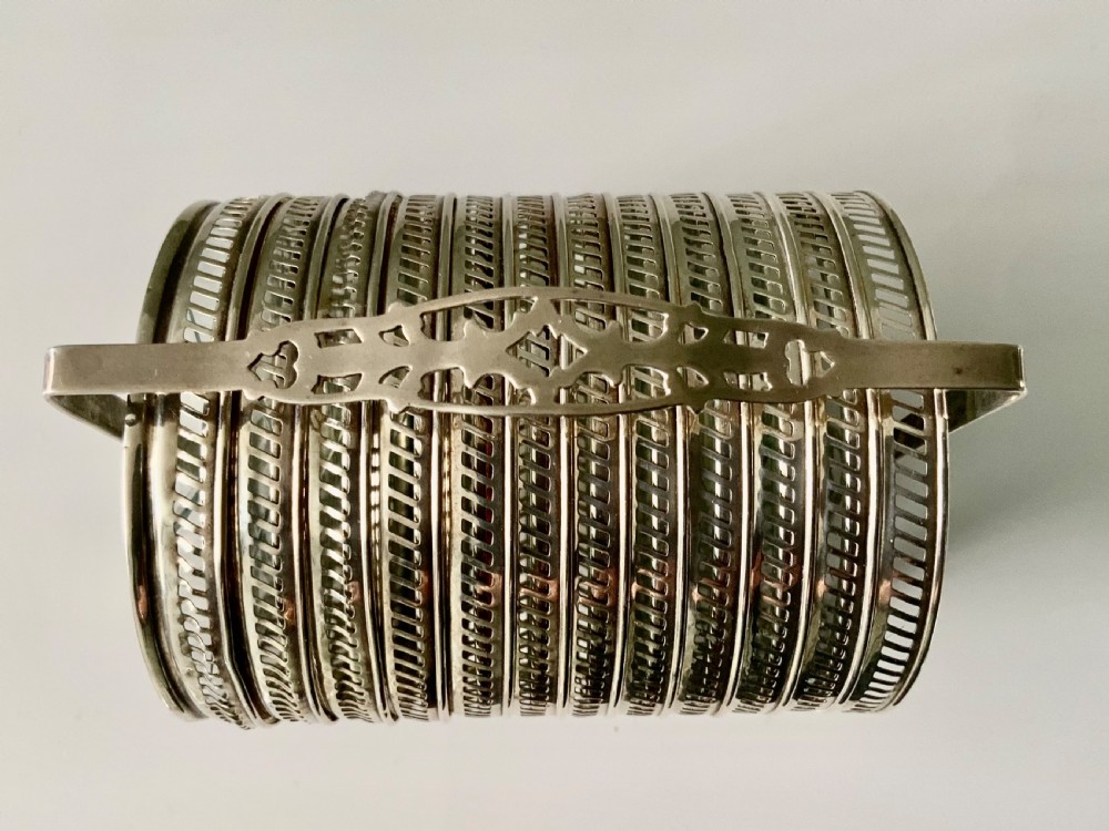 American silver and glass coaster set  View II