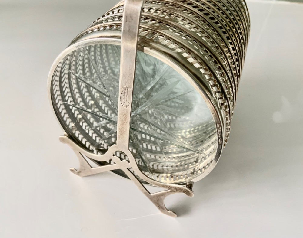 American silver and glass coaster set  View IV