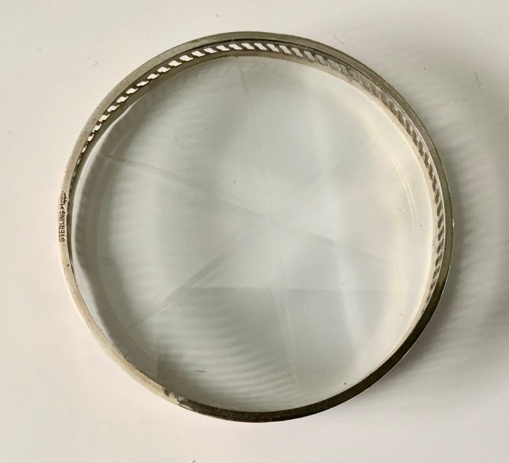 American silver and glass coaster set  View V