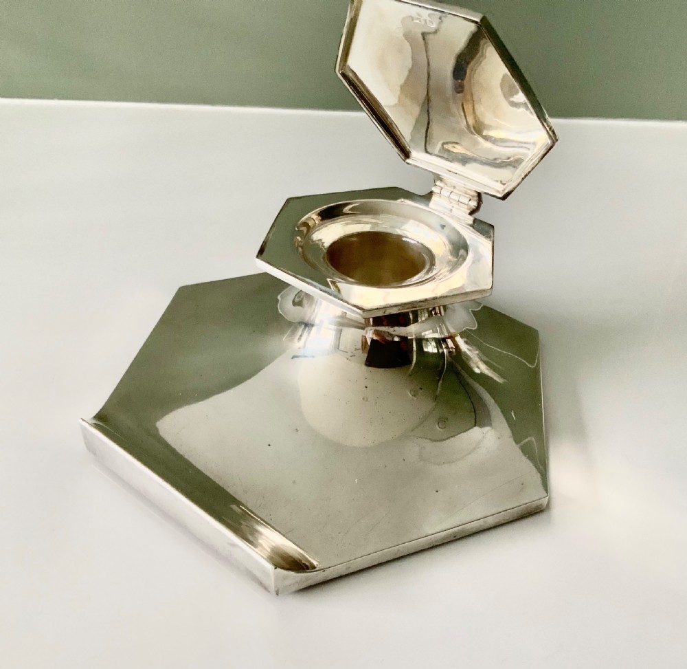 Art Deco silver inkwell View II