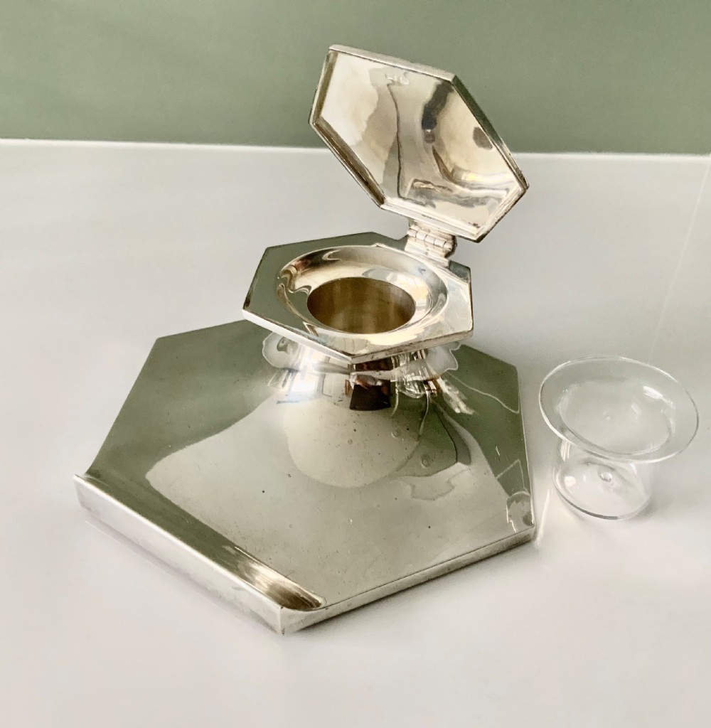 Art Deco silver inkwell View III