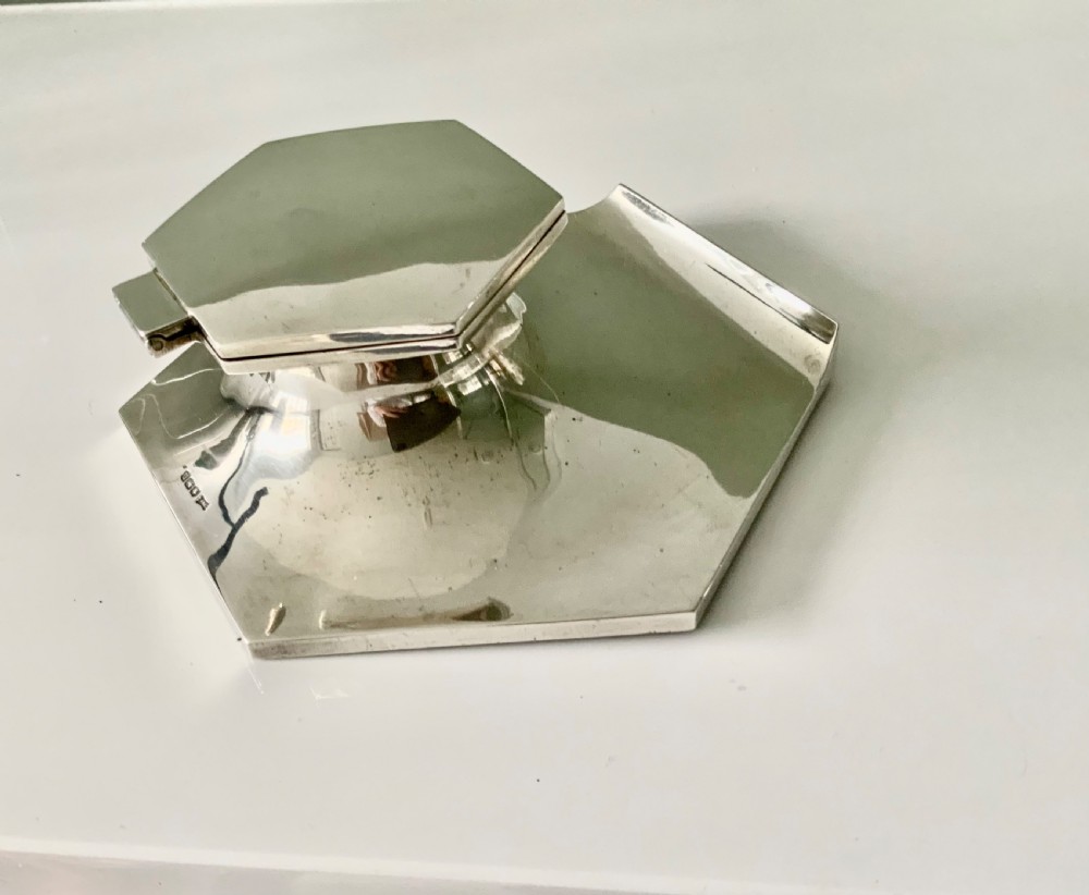 Art Deco silver inkwell View VI