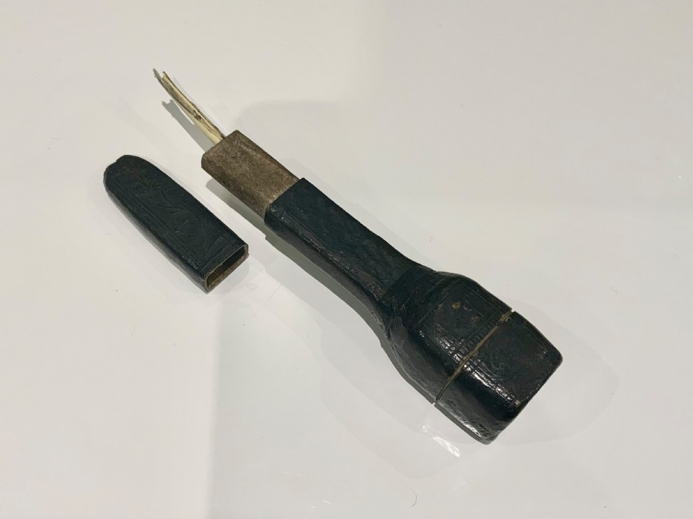 18th century leather inkhorn View II