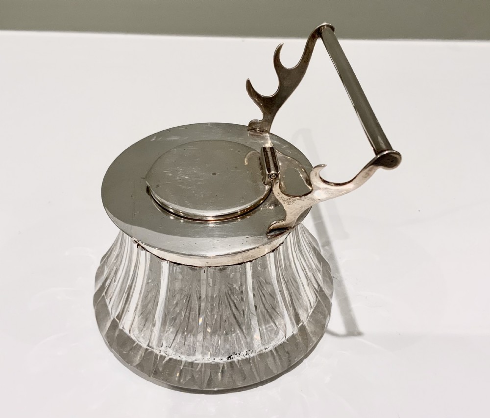 Silver Inkwell and pen rest View VIII