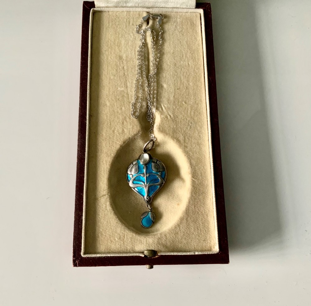 Murrle Bennett & Co Arts & Crafts Enamel & Moonstone pendant