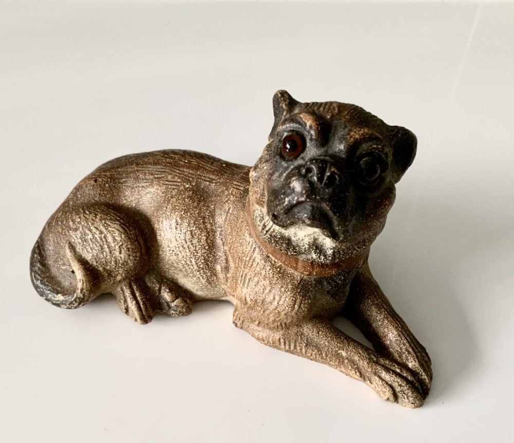Cold painted terracotta pug