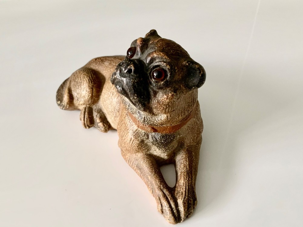 Cold painted terracotta pug View II