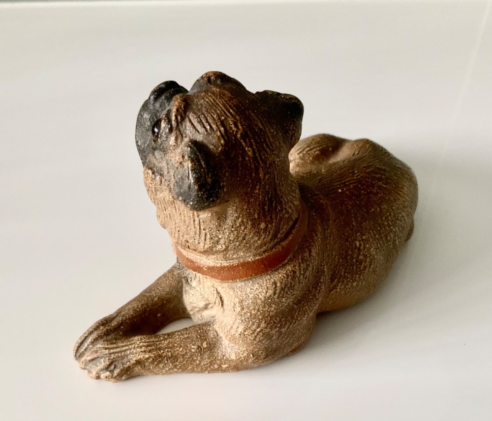 Cold painted terracotta pug View III