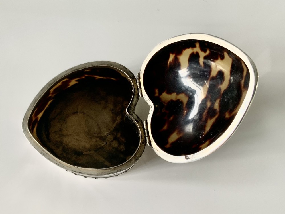 Tortoiseshell & silver heart shaped box View III