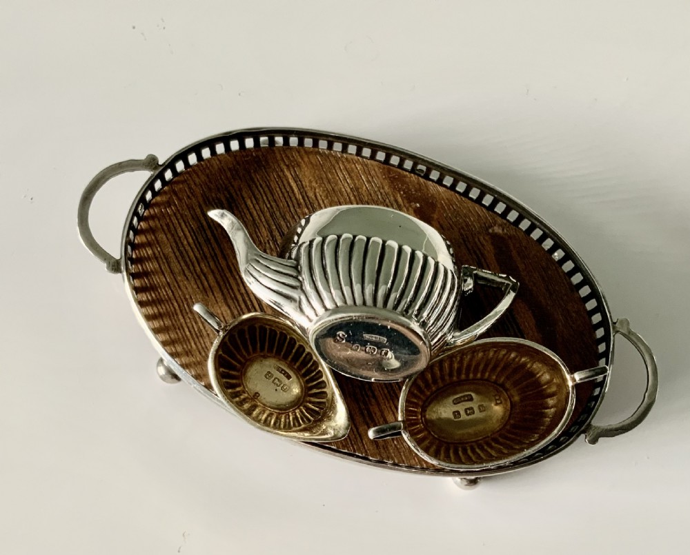 Miniature silver tea service and tray View II