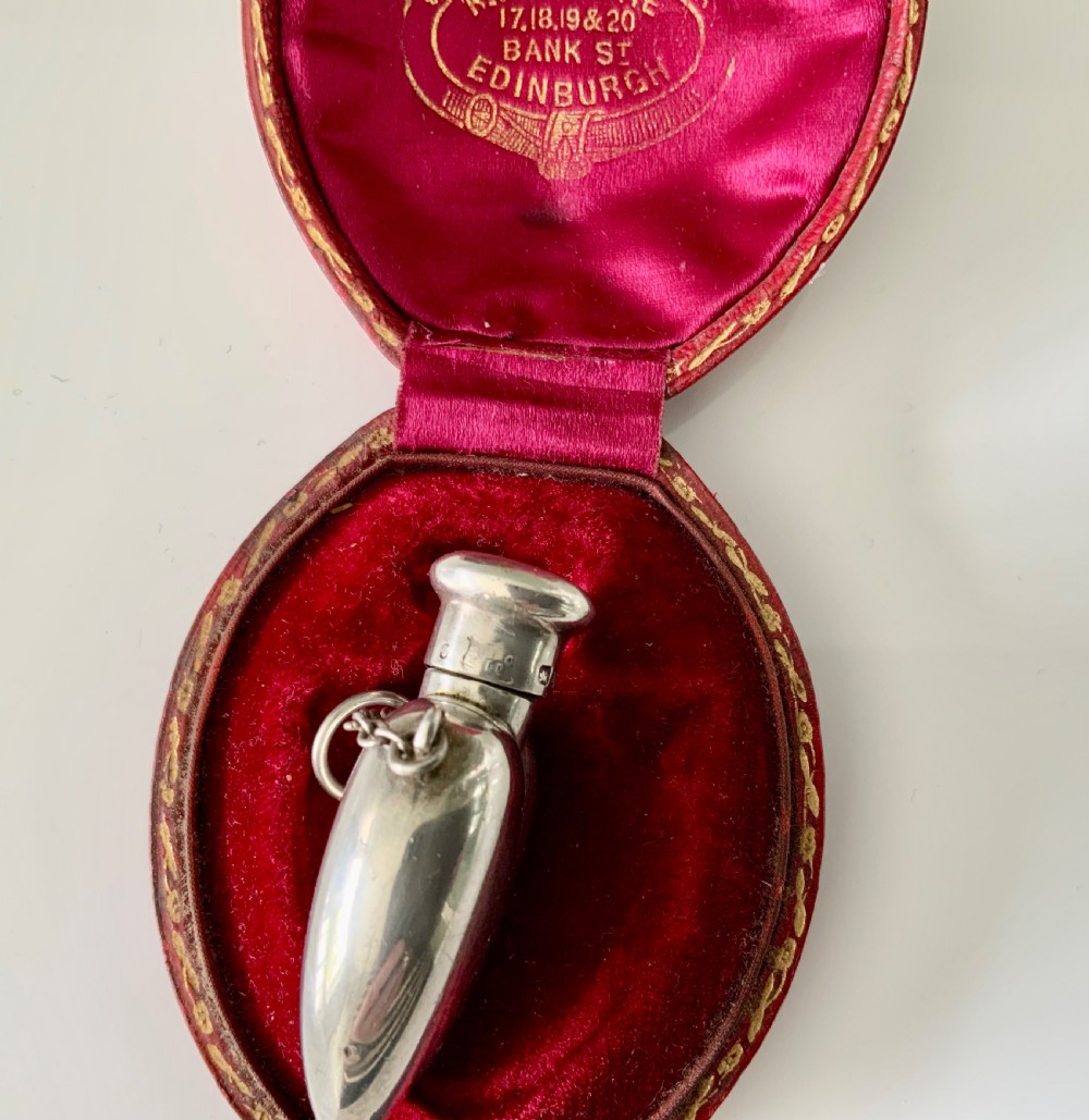 Sampson Mordan silver heart shaped chatelaine scent bottle View III